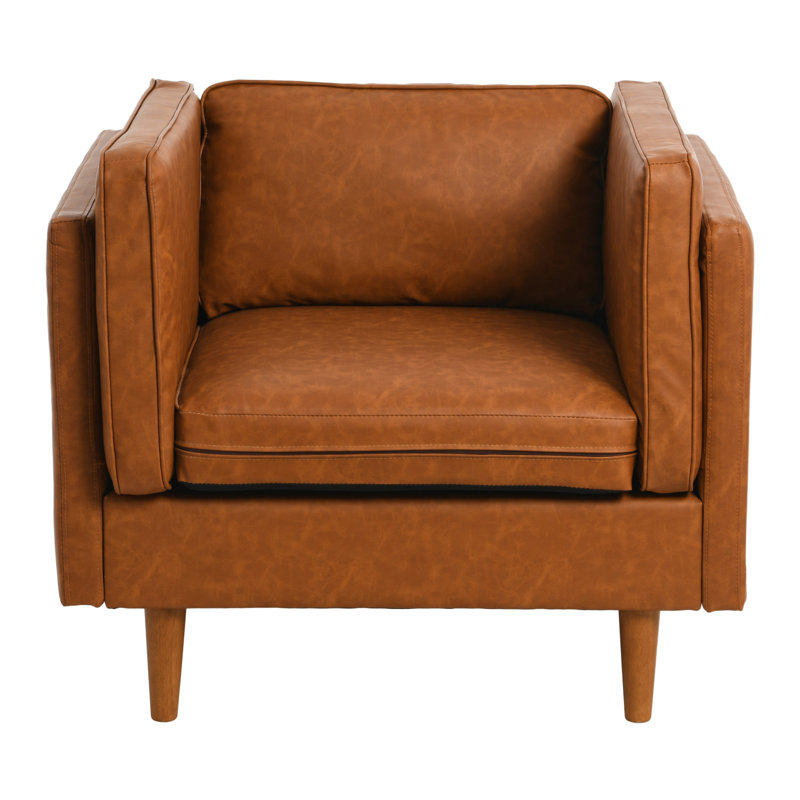Fauteuil Atley, Similicuir brun