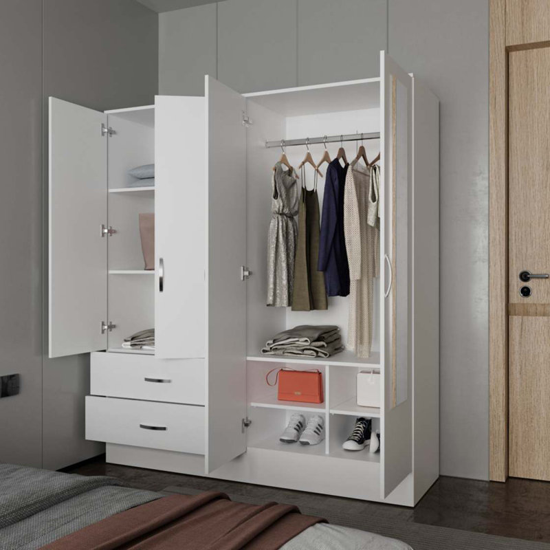 Rangement blanc avec 2 miroirs