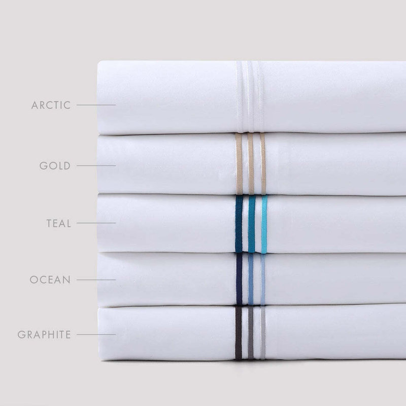 Triple Luxe Sateen Pillowcase Set, King Pillow Case with 2 Pillow Cases, Gold