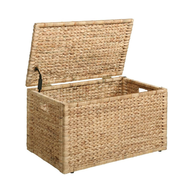 Coffre de rangement Water Hyacinth en osier avec cadre en métal, 30 par 17,5 par 17,5