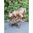 Bobcat Going Down a Tree Log Bronze Statue -  Size: 43"L x 25"W x 41"H. 