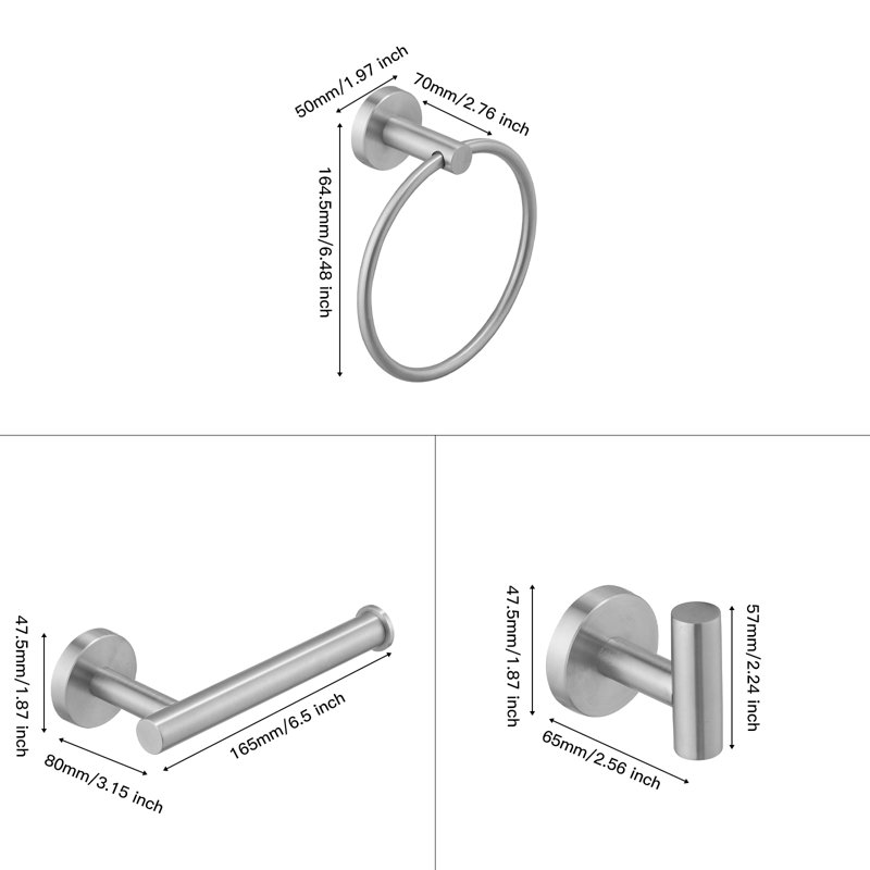 4 - Piece Bathroom Hardware Set, Brushed Nickel