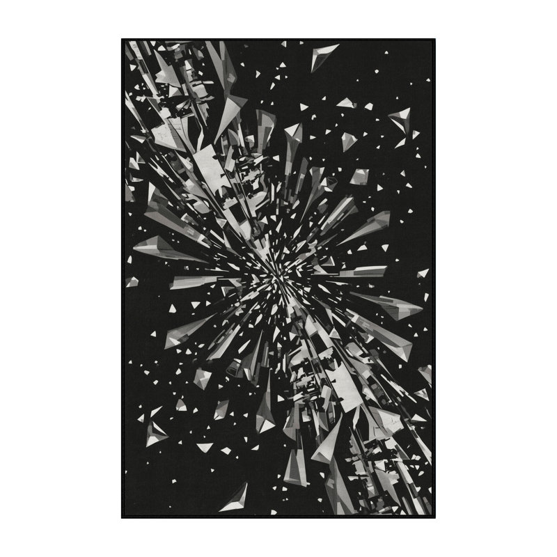 Soft Plush Abstract & Geometric Modern Geometric Shapes Area Rug in Gray – Black Binding, 2x4