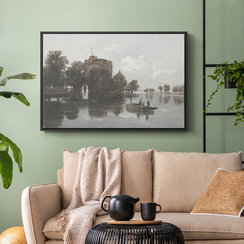 Paysage rétro - CECXLIV, H 25 po x l 37 po x P 2 po, Toile avec cadre flottant noir