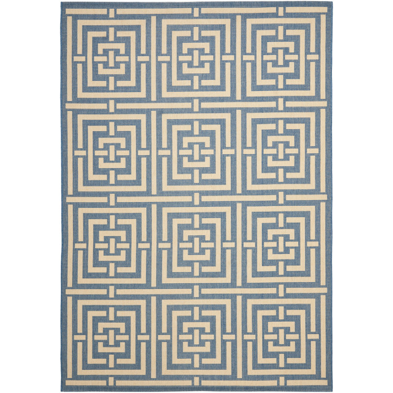 Arneshia Geometric Blue/Bone Indoor/Outdoor Area Rug, Rectangle 2' x 3'7"