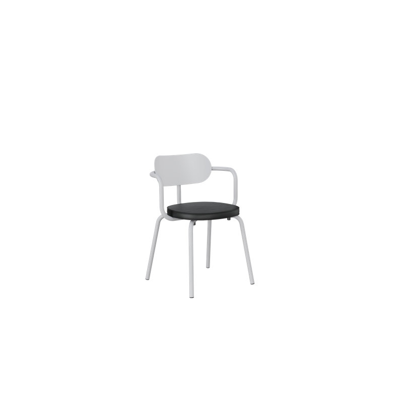 Chaise avec accoudoirs en métal Khylia, Noir, Aluminium blanc