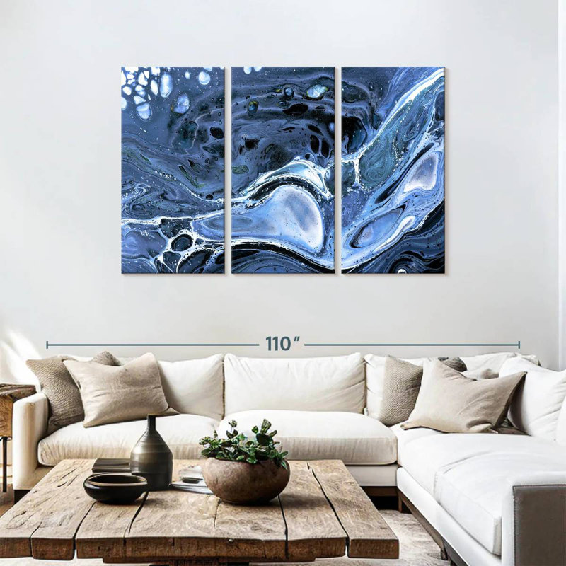 Avery Dark Blue Abstract, 48" H x 74" W