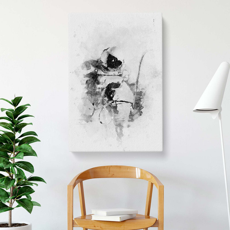 Astronaut In Space In Abstract - Wrapped Canvas Print, 60cm H x 40cm W x 3cm D