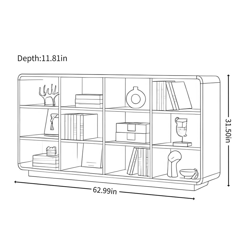 Vitrine simple, classique et tendance, H 31,5 po x l 62,99 po x P 11,81 po
