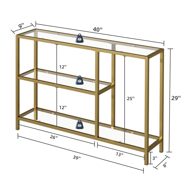 Azuolas 40"W × 29"H Console Table, Gold