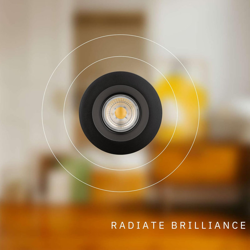 Éclairage encastré 4K rond noir lisse 15 W 1100 lumens 3K blanc chaud, Noir