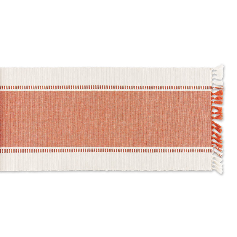 Kizer Striped 100% Cotton Table Runner, 72" x 13", Burnt Orange