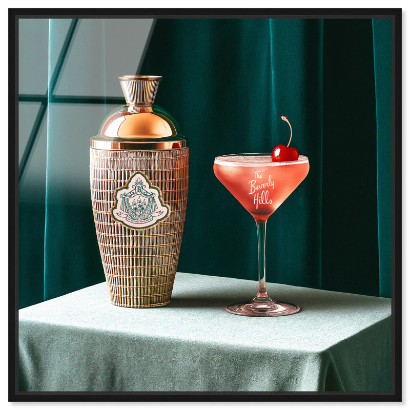 Oliver Gal Beverly Hills Cocktail Glam Bar - Framed Acrylic Glass Wall Art, 24" H x 24" W, Black