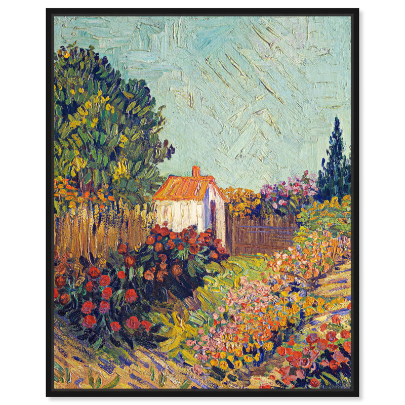 Art mural Van Gogh Fields and Floral par Art Remedy, Cadre noir, H 21 po x l 17 po