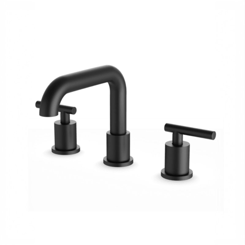 Round 8" Widespread Lavatory Faucet With Low Spout & Lever Handles, Matte Black