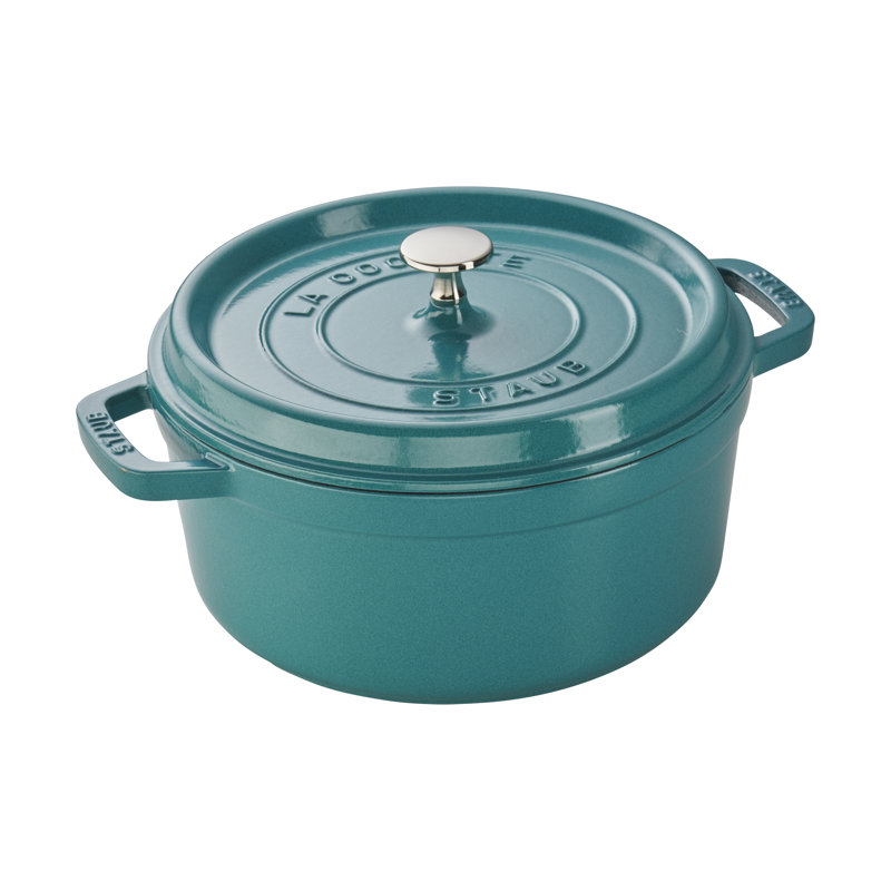 Turquoise Enameled Cast Iron 4-Quart Round Cocotte