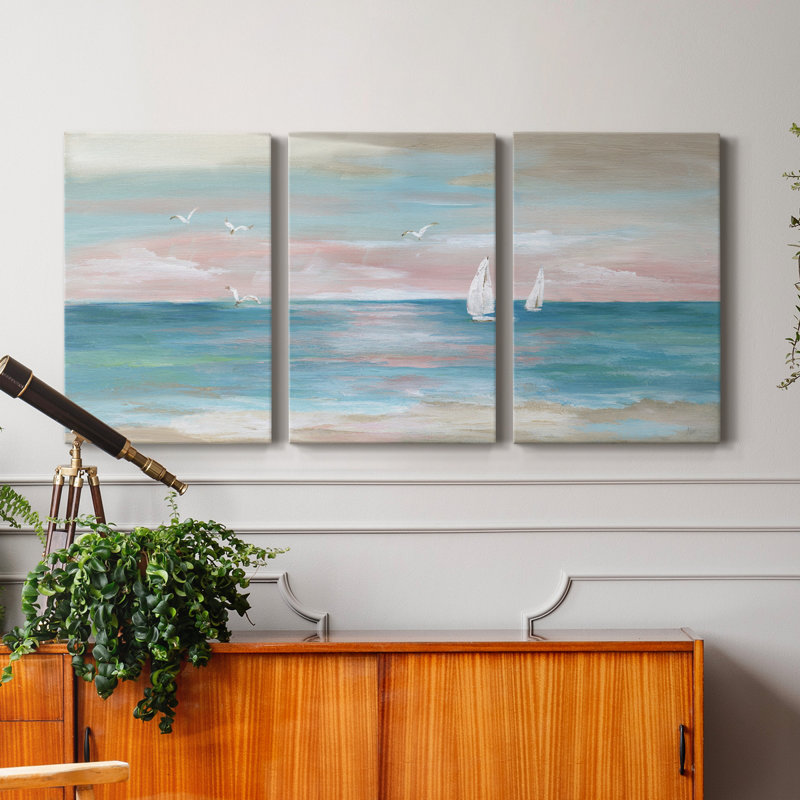 «Pastel Sunset», ensemble de 3 peintures sur toile tendue, H 18 po x l 36 po x P 1 po