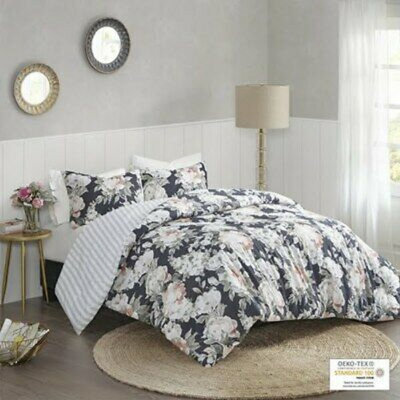 3 Piece Cotton Reversible Duvet Cover Set