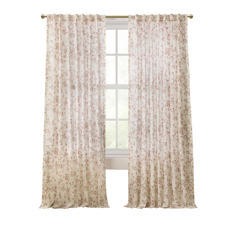Ensemble de 2 rideaux à motif floral à motif floral de 63 po avec sac fourre-tout Confetti, L 50 po x L 63 po