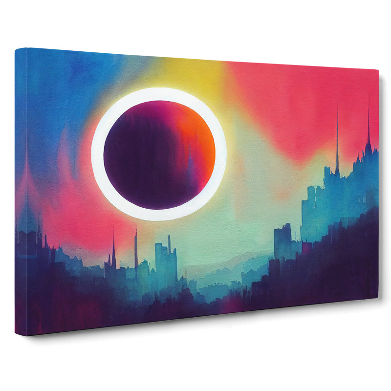 Pretty Watercolour Skyline Abstract - Wrapped Canvas, 50cm H x 76cm W x 3cm D