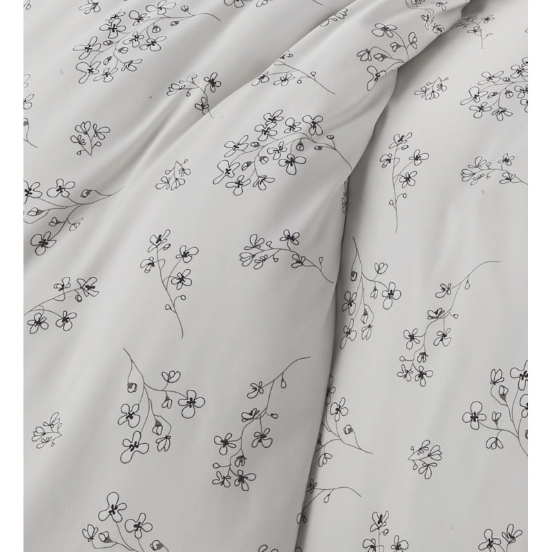 Sweet Florals Oversized Down Alternative Comforter Set by Southshore Fine Linens, Twin Comforter + 1 Standard Sham, Gray
