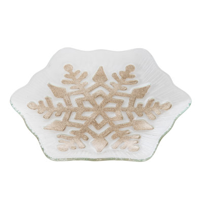 Assiette de Noël flocon de neige doré