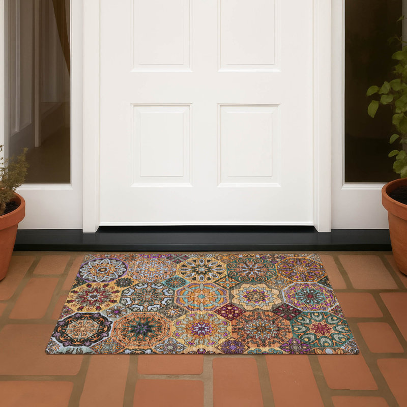 Machine Washable Indoor/Outdoor Chantille ACN2729 Americana Rug, Orange, 2'6" x 3'10"