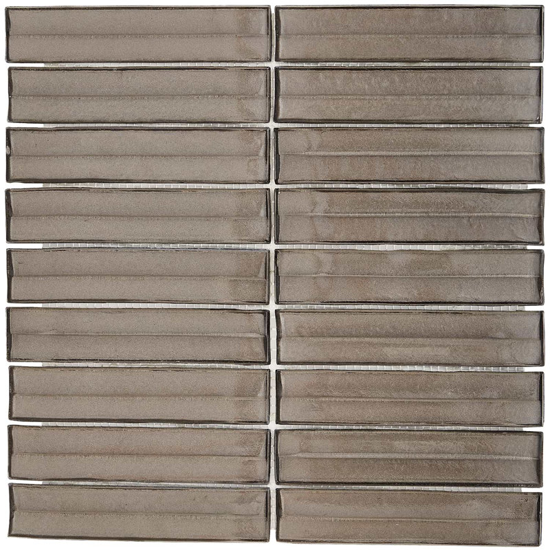 Maya Stacked 12x12 Polished Glass Mosaic Tile, Stacked Twilight