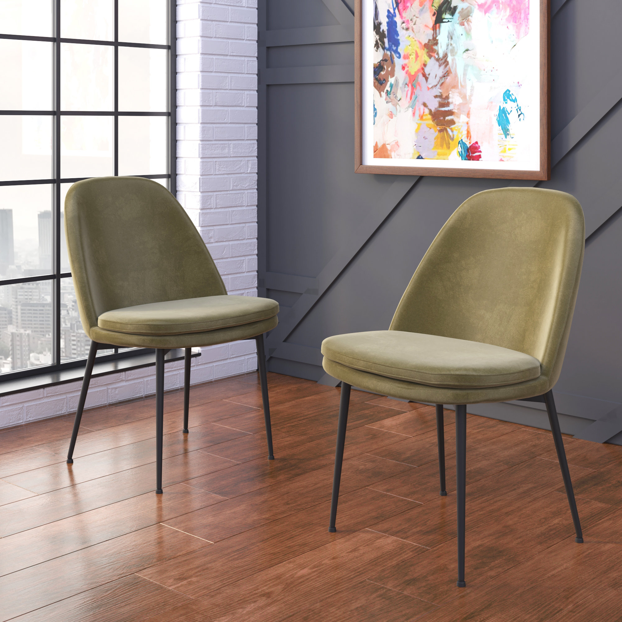 Wallace Velvet Dining Chair, Olive