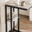 Table d'appoint, en forme de C, bout, côté, collation, salon, chambre à coucher, stratifié gris, métal noir, contemporain, moderne-2012959025-2012959029-2012959050