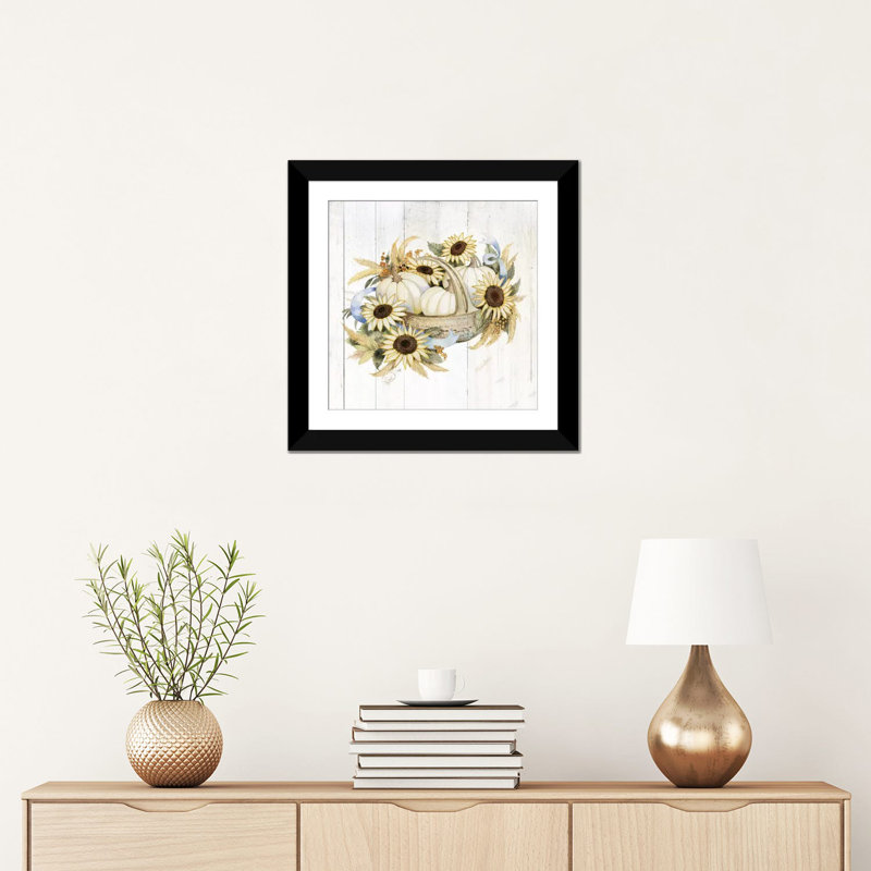 « automne élégance iv », reproduction d’art sur toile, H 24 po x l 24 po x P 1 po, Papier avec cadre noir, Blanc