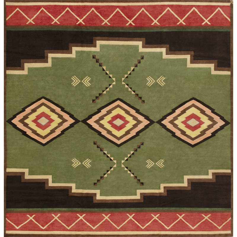 Mesa Collection Hand Knotted Wool Southwestern Area Rug, Rectangle 13' x 18'