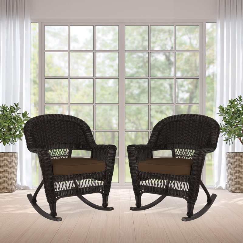 Chaise berçante en osier Raenesha, Espresso, Brun