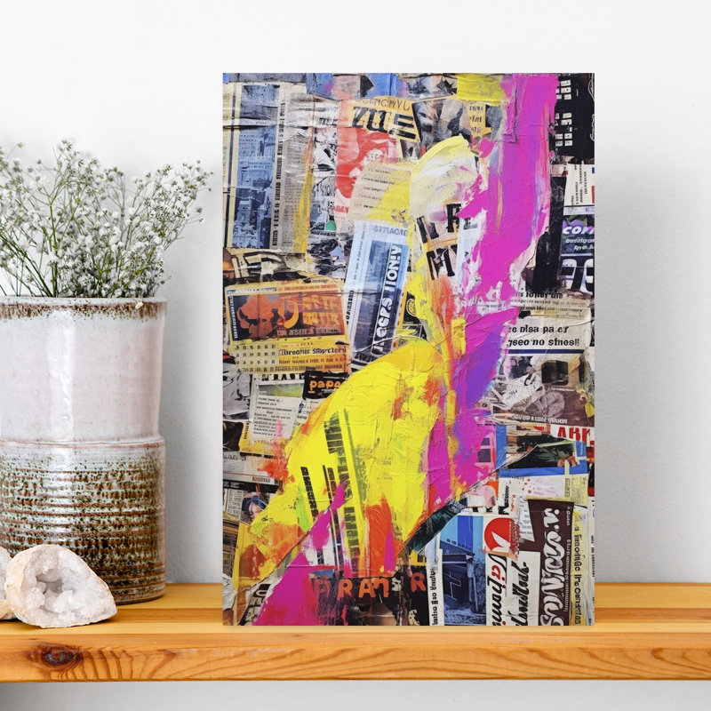 Vivid Urban Layers Abstract Bold Colorful Urban Wall Art Print 1 Piece Wrapped Canvas Wall Art, 45.72cm H x 30.48cm W