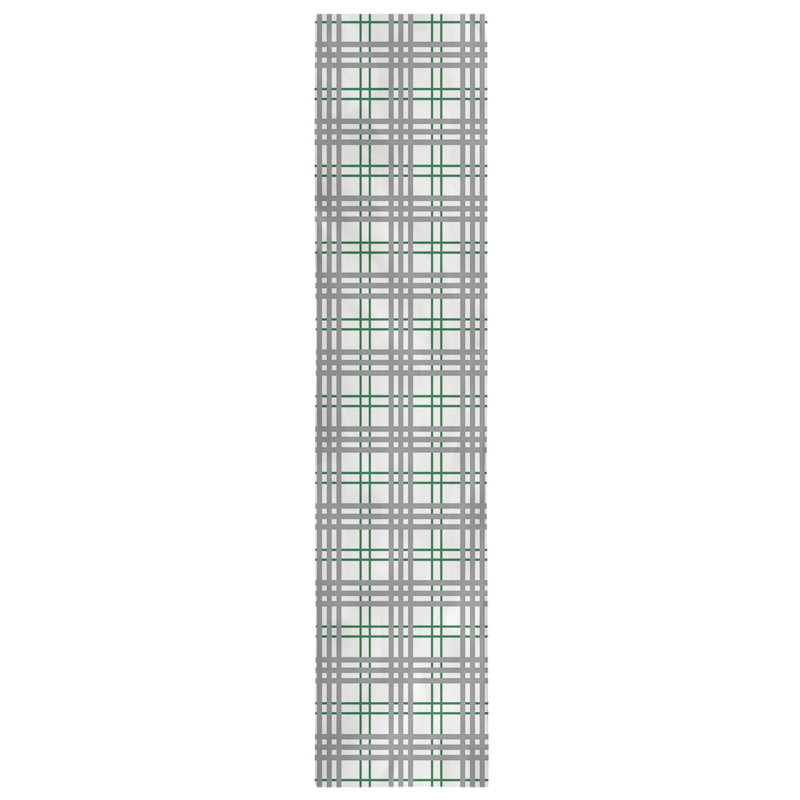 Paid Polyester Table Runner, 90" L x 16" W, White/Green/Silver