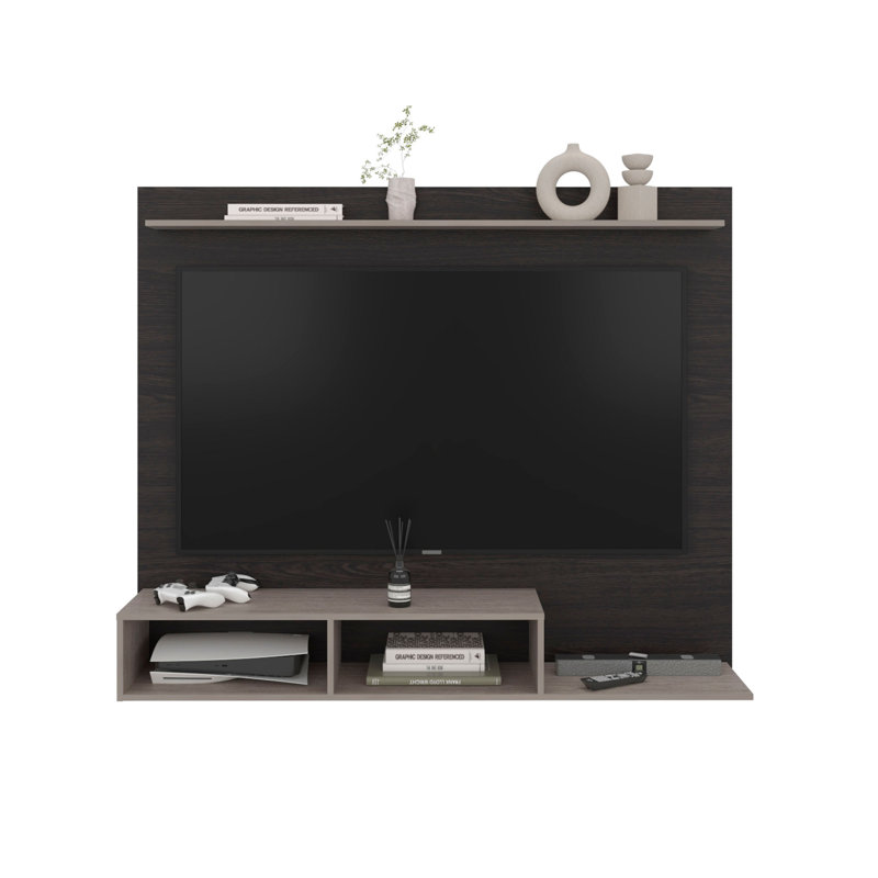 Meuble audio-vidéo moderne avec rangement pour jeux vidéo Bethune, Walnut/Gray
