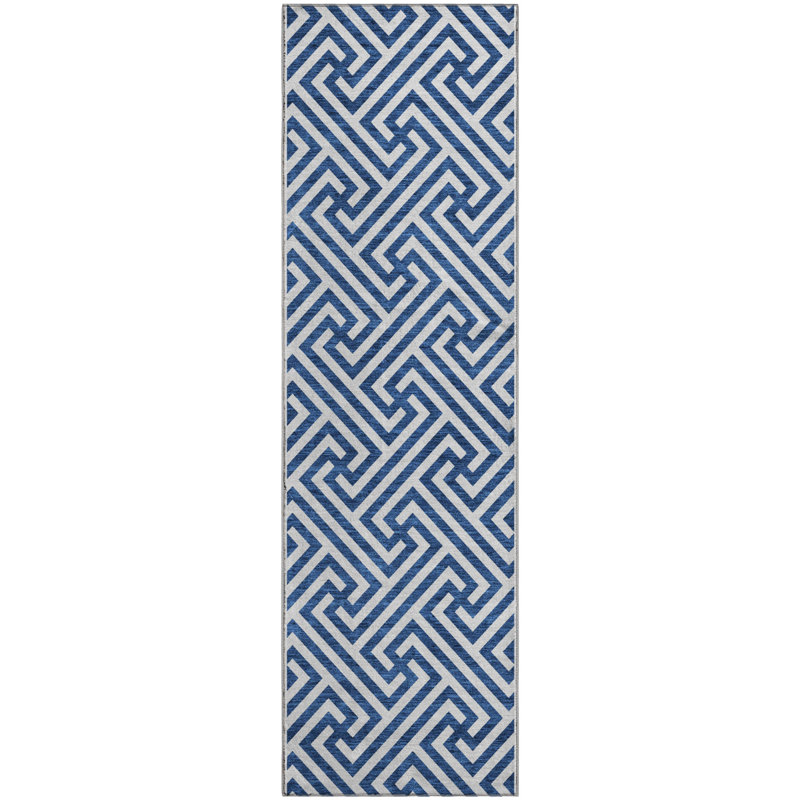 Premium Machine Washable Tweedy Blue Rug, Runner 2'3" x 7'6"
