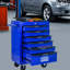 Armoire 6 coffres à outils, acier noir et bleu de 20 po, glissières de tiroir à roulement, 4 roues, verrouillable, chariot d'atelier à poignée à tirer, matériau en acier, + bleu, tiroirs, conception verrouillable-352220133