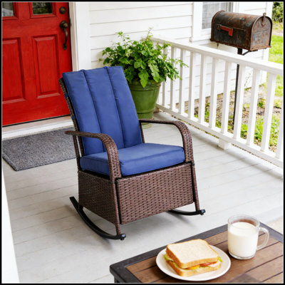 Chaise berçante souple, fauteuil inclinable en rotin d'extérieur avec dossier réglable et repose-pieds pour une détente ultime