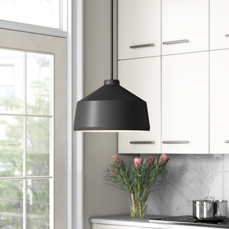 Luminaire suspendu en forme de dôme à 1 lumière Clouse, Noir mat, Noir