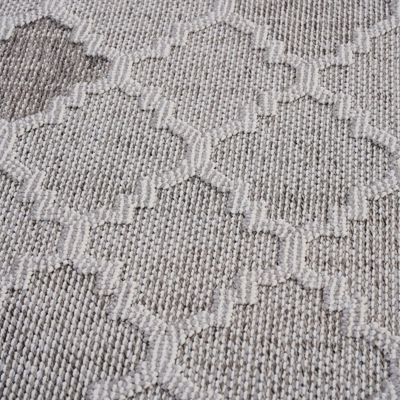 Tapis intérieur / extérieur 2X8 blanc / gris / treillis LOOM & LUXE, Tapis de couloir 2 pi 2 po x 8 pi