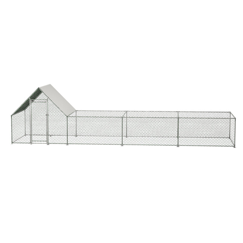 Poulailler en fil de fer galvanisé de L 26 pi x l 6,7 pi x P 6,6 pi avec porte verrouillable et imperméable