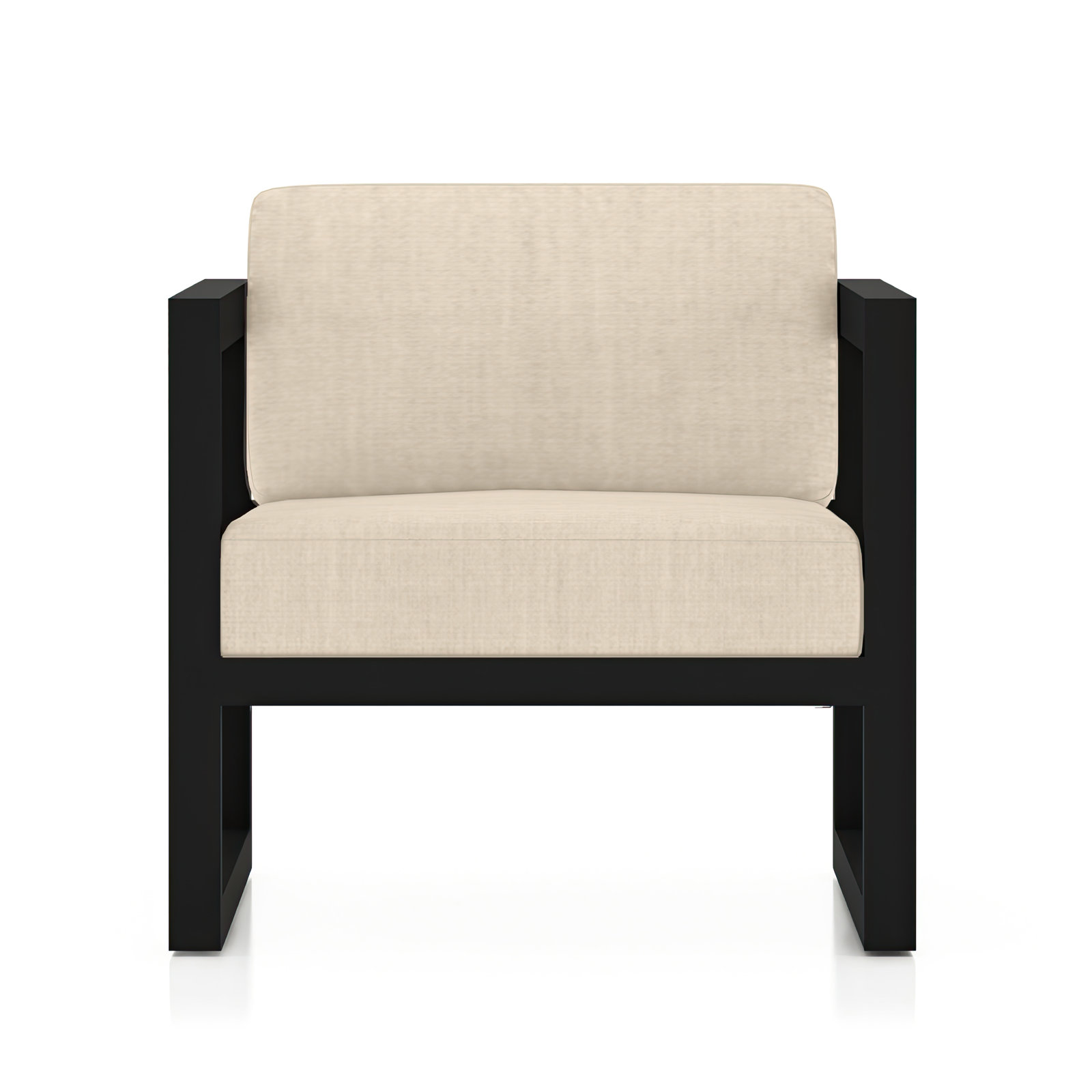 Smith Outdoor Lounge Chair with Sunbrella® Cushions, Canvas Flax, Black