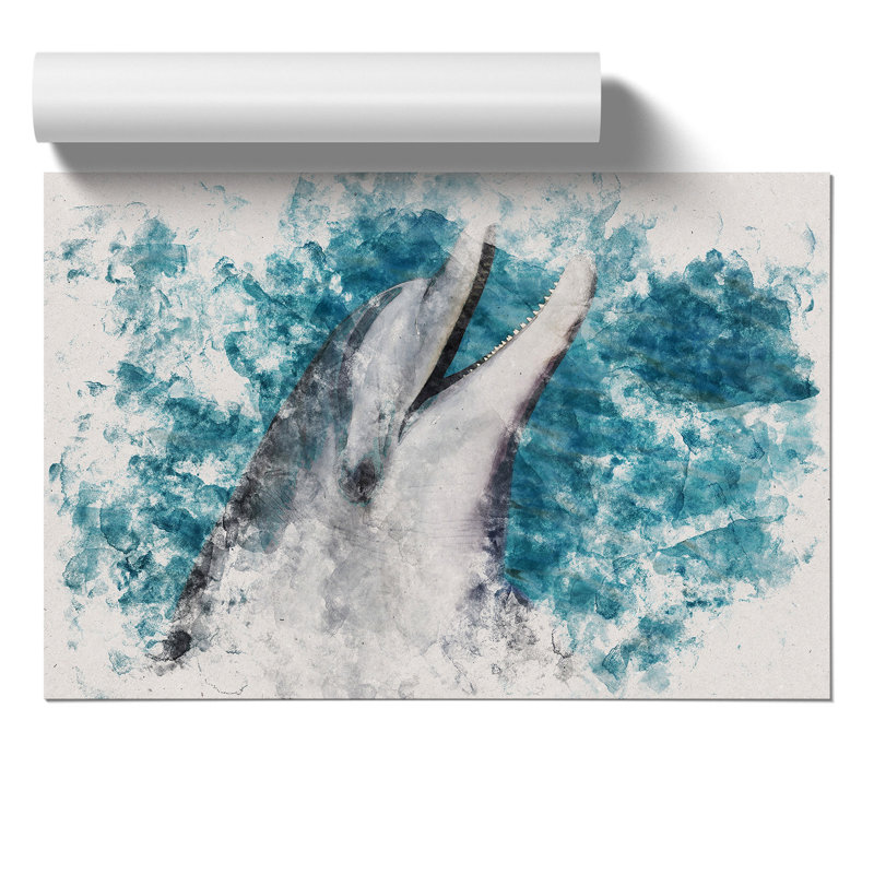 Dolphin Watercolour - No Frame Print, 21cm H x 30cm W x 0.1cm D