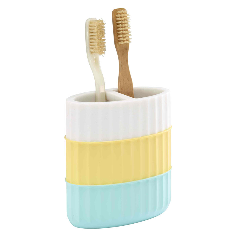 Izod Clubhouse Stripe Aqua Toothbrush Holder, Aqua
