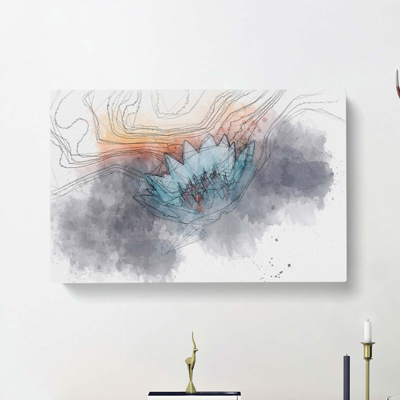 Lotus Flower In Abstract - Wrapped Canvas, 60cm H x 91cm W x 3cm D