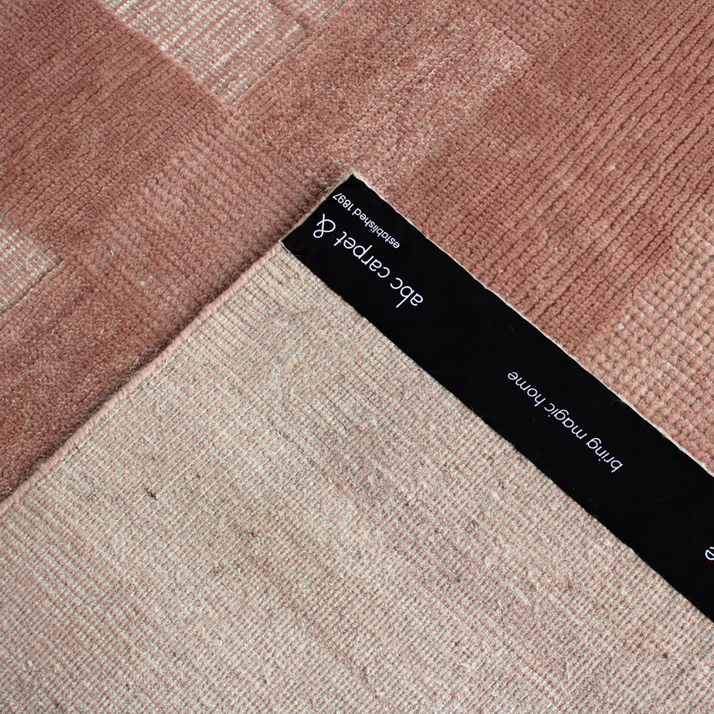 Pink Contemporary Wool Rug, Rectangle 8' x 12'