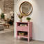 Ensemble de table de chevet 18 po à 2 tiroirs cannelés 18 po, rose moderne avec rangement