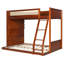 Lit superposé simple au dessus d'un lit double avec tablette de rangement et lumière DEL, cadre de lit pour enfant en bois, espresso-1819051090