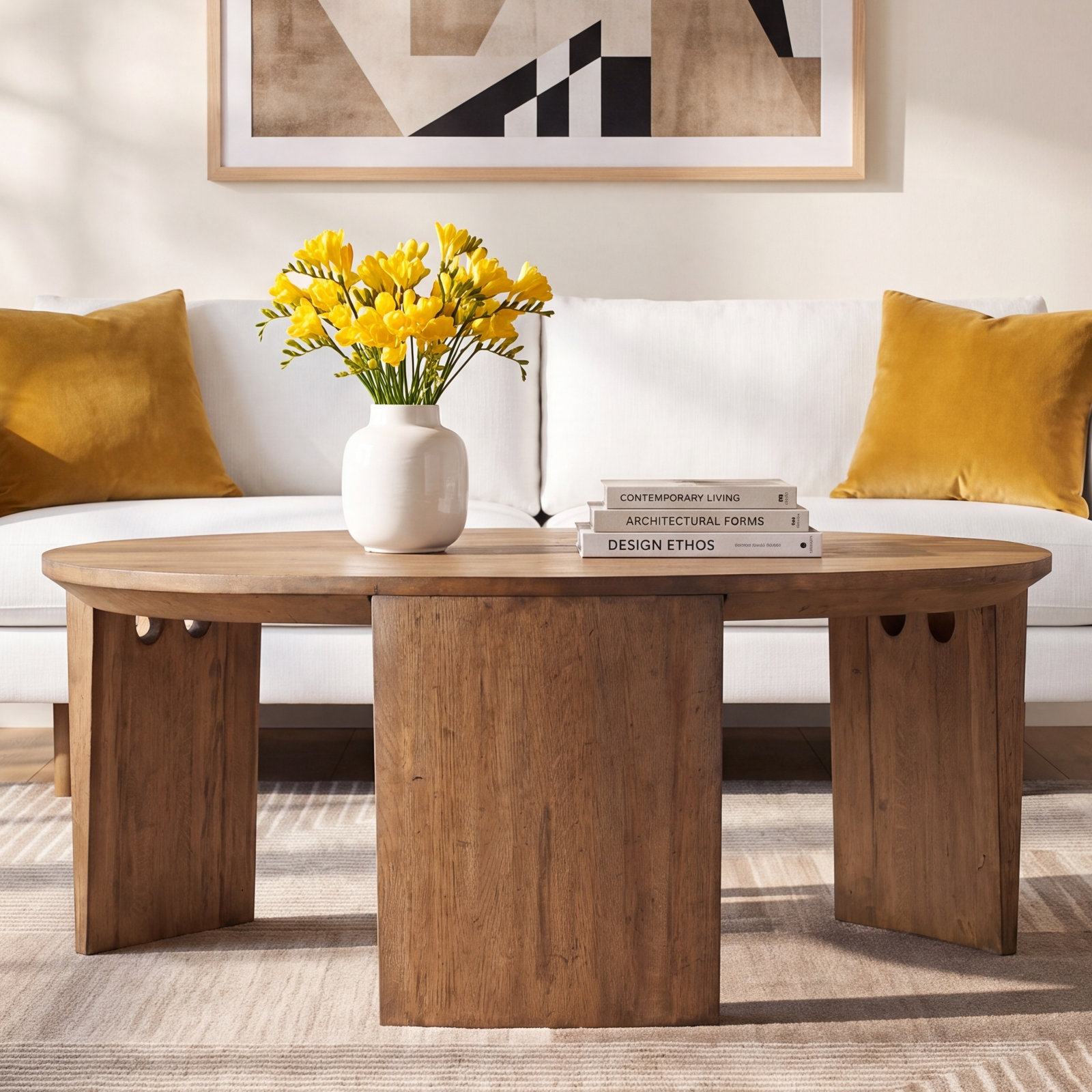 Chiseling Solid Wood Single Coffee Table